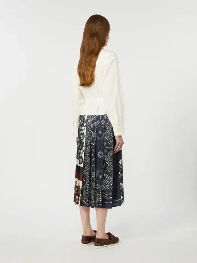 Bedrukte katoenen en twill overhemdjurk, wit Bedrukte katoenen en twill overhemdjurk, wit