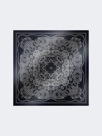 Bedrukte vierkante zijden foulard, middernachtblauw