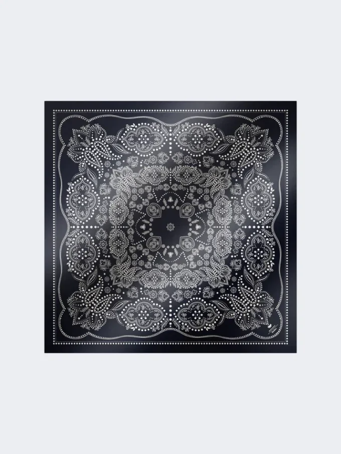 Bedrukte vierkante zijden foulard, middernachtblauw Bedrukte vierkante zijden foulard, middernachtblauw