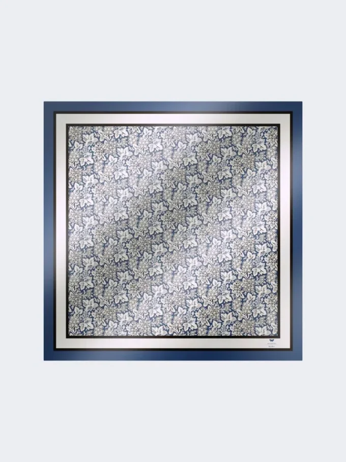 Bedrukte zijden foulard, china blue