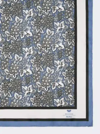 Bedrukte zijden foulard, china blue