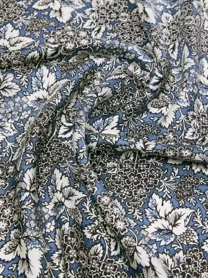 Bedrukte zijden foulard, china blue