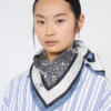 Bedrukte zijden foulard, china blue