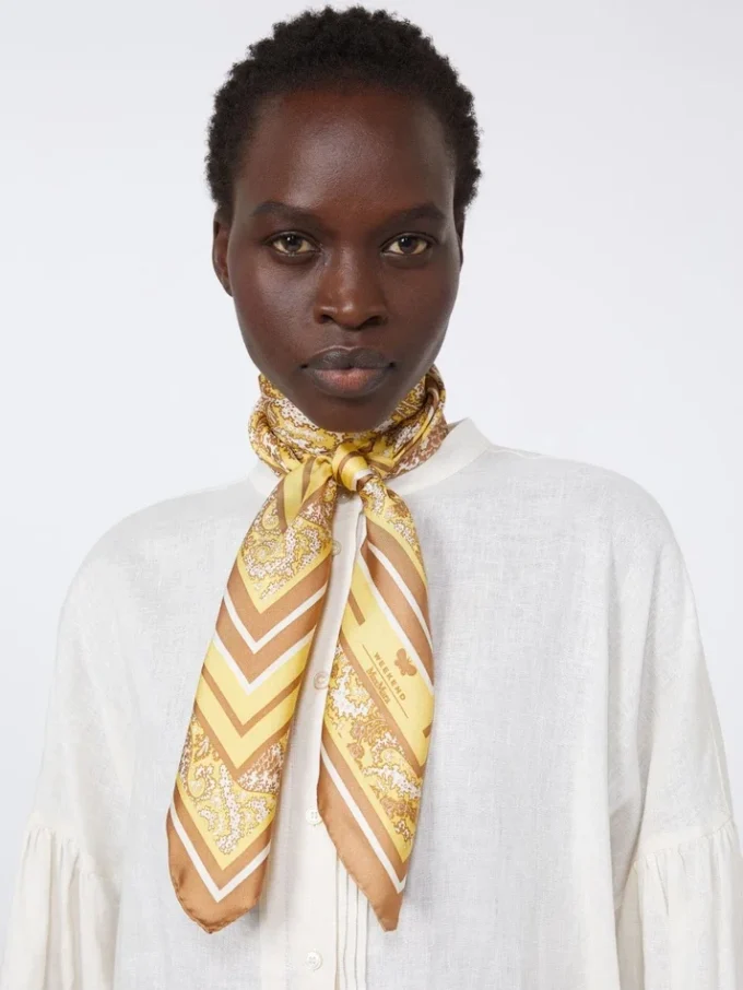 Bedrukte zijden foulard, groen Bedrukte zijden foulard, groen