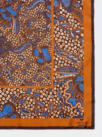 Bedrukte zijden foulard, hazelnootbruin