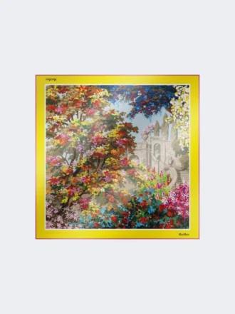 Bedrukte zijden foulard, lichtgeel