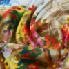 Bedrukte zijden foulard, lichtgeel