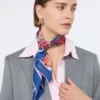 Bedrukte zijden foulard, middernachtblauw Bedrukte zijden foulard, middernachtblauw