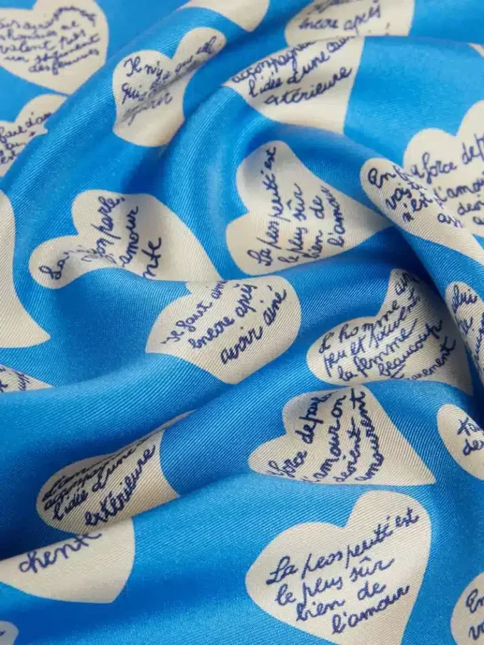 Bedrukte zijden sjaal, marineblauw Bedrukte zijden sjaal, marineblauw