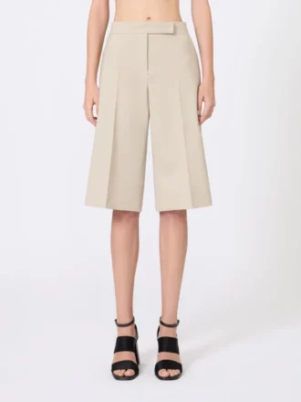 Bermudashort van wol, mohair en zijden canvas, zandkleur