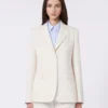 Blazer van canvas met viscosemix, ivoorkleurig Blazer van canvas met viscosemix, ivoorkleurig