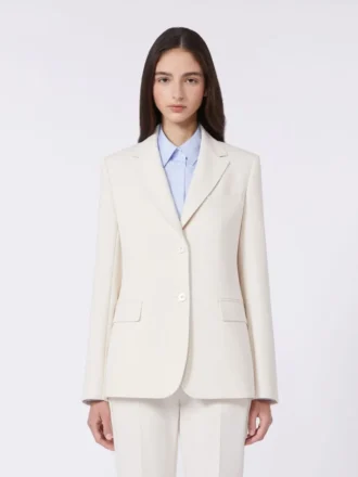 Blazer van canvas met viscosemix, ivoorkleurig