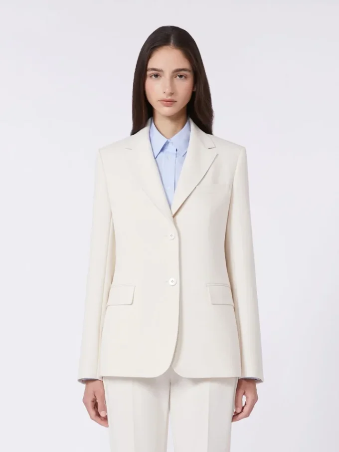 Blazer van canvas met viscosemix, ivoorkleurig Blazer van canvas met viscosemix, ivoorkleurig