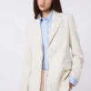 Blazer van canvas met viscosemix, ivoorkleurig Blazer van canvas met viscosemix, ivoorkleurig