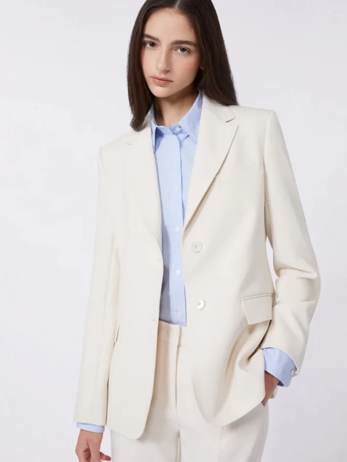 Blazer van canvas met viscosemix, ivoorkleurig Blazer van canvas met viscosemix, ivoorkleurig