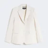 Blazer van canvas met viscosemix, ivoorkleurig Blazer van canvas met viscosemix, ivoorkleurig