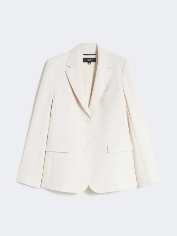 Blazer van canvas met viscosemix, ivoorkleurig Blazer van canvas met viscosemix, ivoorkleurig