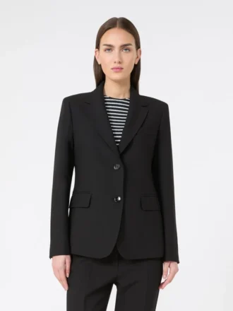 Blazer van canvas met viscosemix, zwart