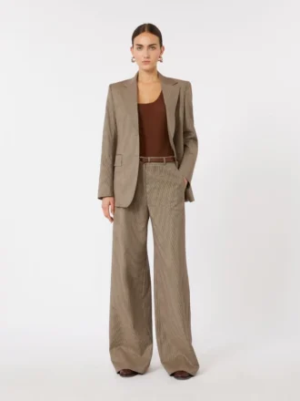 Blazer van geweven wol met patroon, karamel