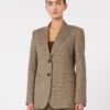 Blazer van geweven wol met patroon, karamel Blazer van geweven wol met patroon, karamel