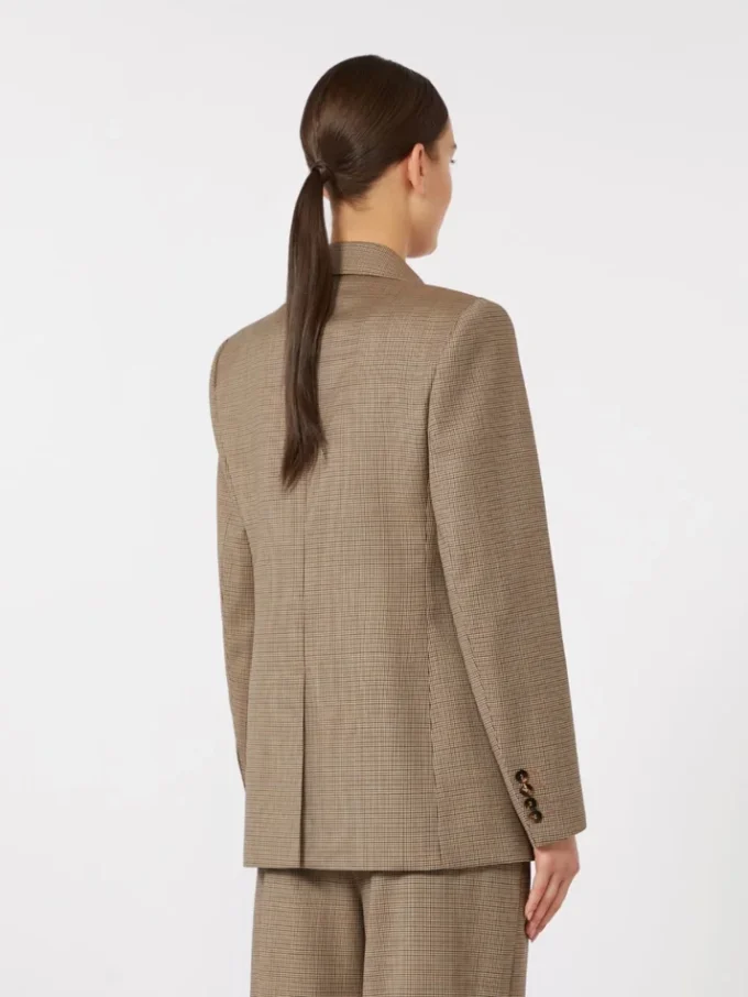 Blazer van geweven wol met patroon, karamel Blazer van geweven wol met patroon, karamel