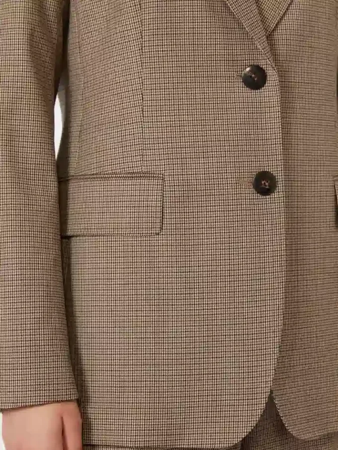 Blazer van geweven wol met patroon, karamel Blazer van geweven wol met patroon, karamel
