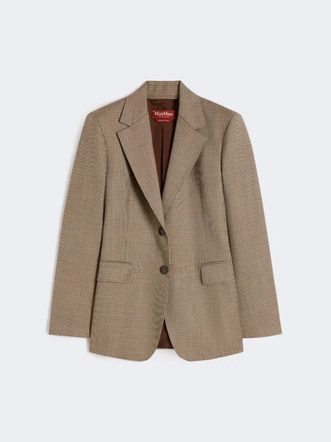 Blazer van geweven wol met patroon, karamel Blazer van geweven wol met patroon, karamel