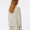 Blazer van katoen en linnen seersucker, zandkleur
