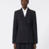 Blazer van seersucker met wolmix, ultramarijn