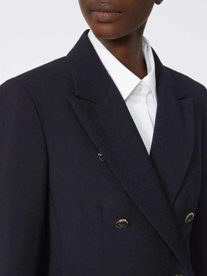 Blazer van seersucker met wolmix, ultramarijn
