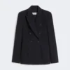 Blazer van seersucker met wolmix, ultramarijn