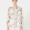 Blouse van bedrukte chiffon, wit Blouse van bedrukte chiffon, wit