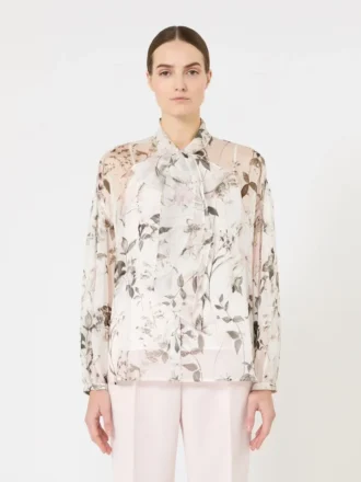 Blouse van bedrukte chiffon, wit