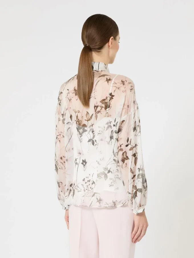Blouse van bedrukte chiffon, wit Blouse van bedrukte chiffon, wit