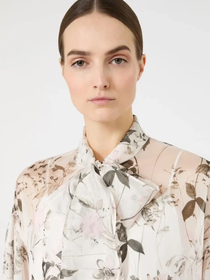 Blouse van bedrukte chiffon, wit Blouse van bedrukte chiffon, wit