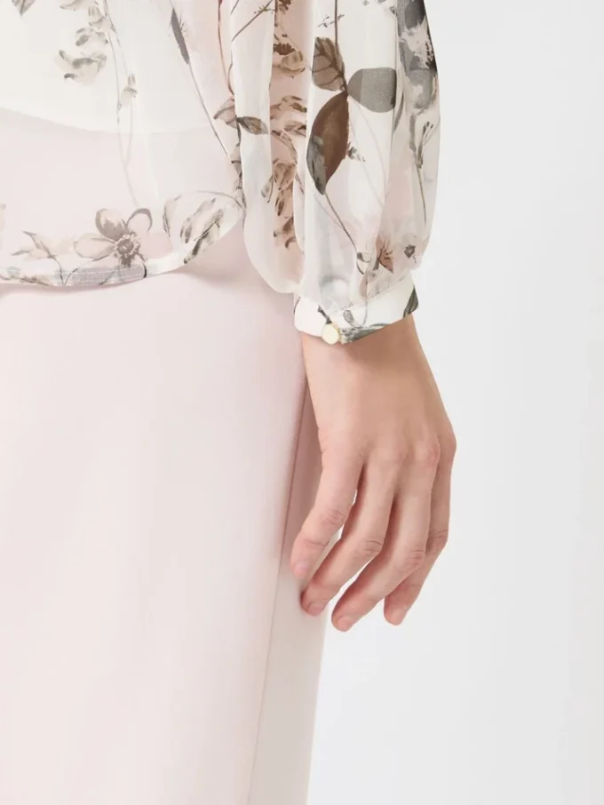 Blouse van bedrukte chiffon, wit Blouse van bedrukte chiffon, wit