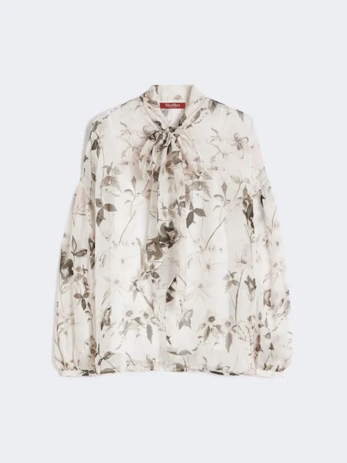 Blouse van bedrukte chiffon, wit Blouse van bedrukte chiffon, wit