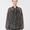 Blouse van bedrukte chiffon, zwart Blouse van bedrukte chiffon, zwart
