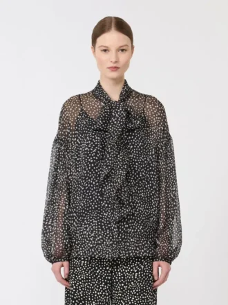 Blouse van bedrukte chiffon, zwart