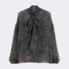 Blouse van bedrukte chiffon, zwart Blouse van bedrukte chiffon, zwart