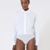 Bodysuit van popeline, optisch wit