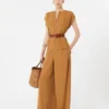 – brede broek van envers-satijn, karamel – brede broek van envers-satijn, karamel