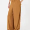– brede broek van envers-satijn, karamel – brede broek van envers-satijn, karamel