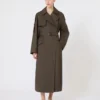 Brede waterafstotende trenchcoat van twill, groen Brede waterafstotende trenchcoat van twill, groen