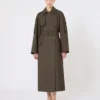 Brede waterafstotende trenchcoat van twill, groen Brede waterafstotende trenchcoat van twill, groen