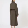 Brede waterafstotende trenchcoat van twill, groen Brede waterafstotende trenchcoat van twill, groen