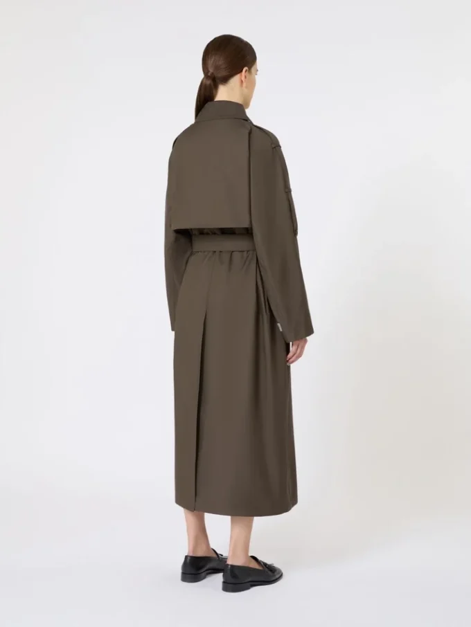 Brede waterafstotende trenchcoat van twill, groen Brede waterafstotende trenchcoat van twill, groen