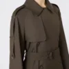 Brede waterafstotende trenchcoat van twill, groen Brede waterafstotende trenchcoat van twill, groen