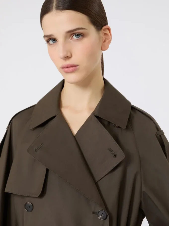Brede waterafstotende trenchcoat van twill, groen Brede waterafstotende trenchcoat van twill, groen
