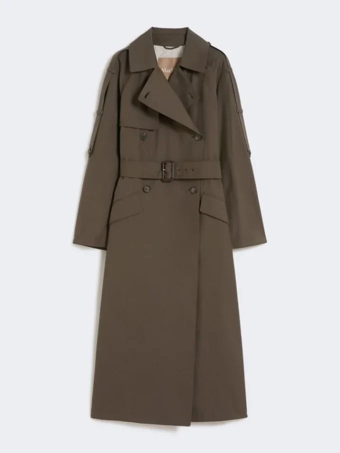 Brede waterafstotende trenchcoat van twill, groen Brede waterafstotende trenchcoat van twill, groen